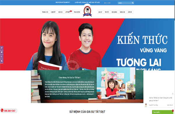 Mẫu thiết kế website trung tâm gia sư hiện đại